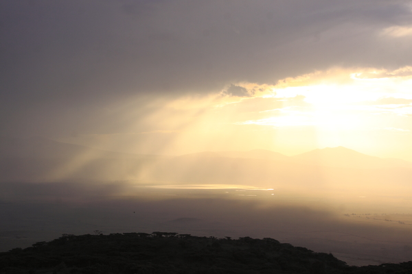 Sunset over the Ngorongoro Crater, a sight to behold!