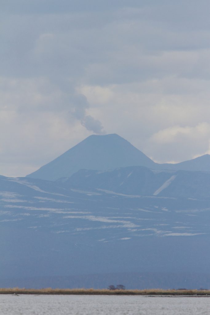 Karimsy Volcano photographed from the Zhapanova River. Image by Adam Riley
