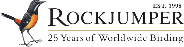 logo rockjumper 25 ans d&#39;observation des oiseaux dans le monde entier